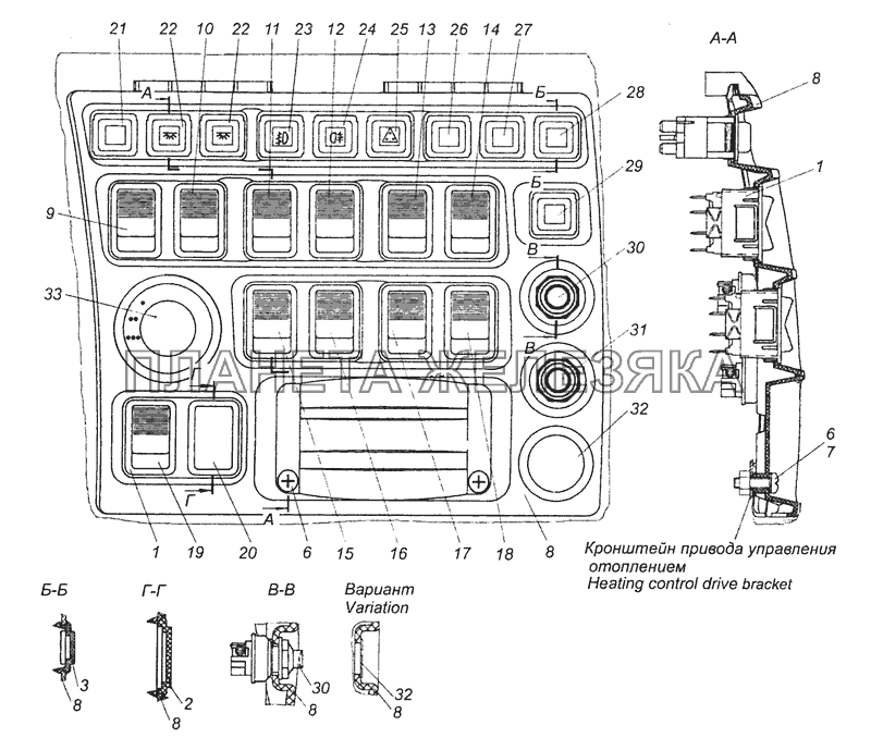 65111-3710001-11 Установка выключателей КамАЗ-65111 (Евро 4)