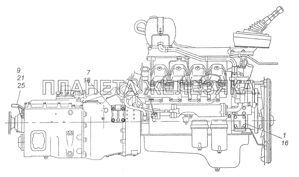 65115-1001000-30 Установка кронштейнов силового агрегата КамАЗ-65111 (Евро 4)