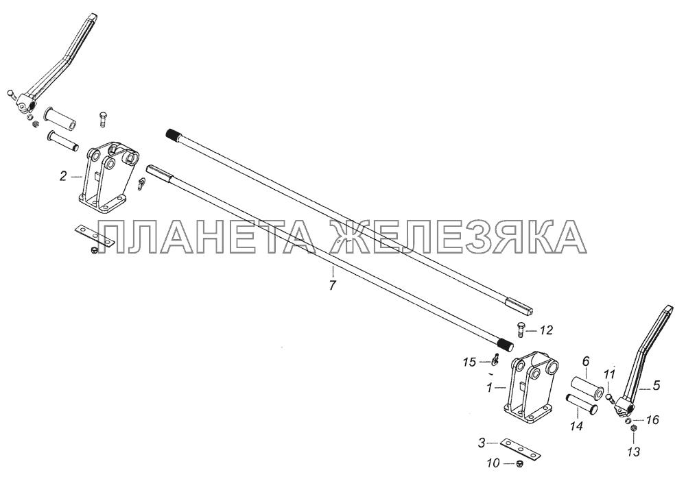 65115-5000003 Переднее крепление и механизм уравновешивания кабины КамАЗ-65111 (Евро 4)