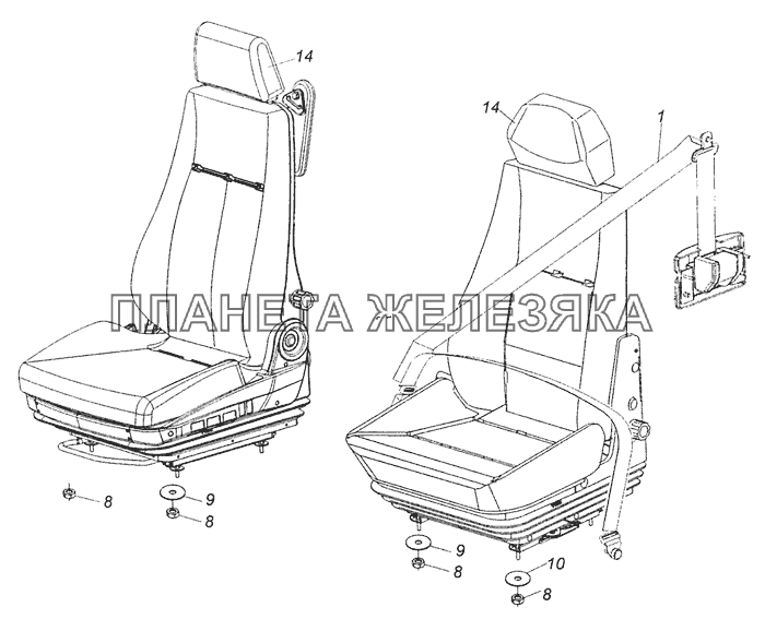5460-5000121 Установка сиденья водителя КамАЗ-65111 (Евро 4)