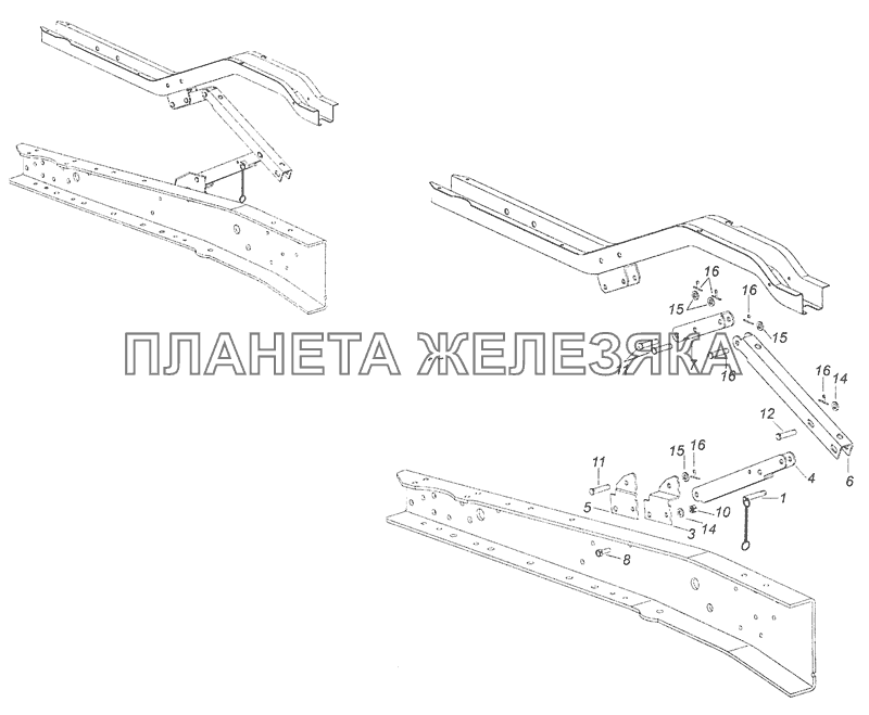 43114-5002051-10 Установка ограничителя подъема кабины КамАЗ-65111 (Евро 4)