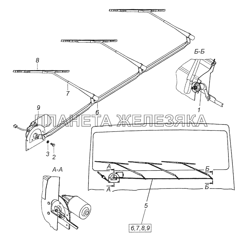 6520-5205001 Установка стеклоочистителя КамАЗ-65111 (Евро 4)