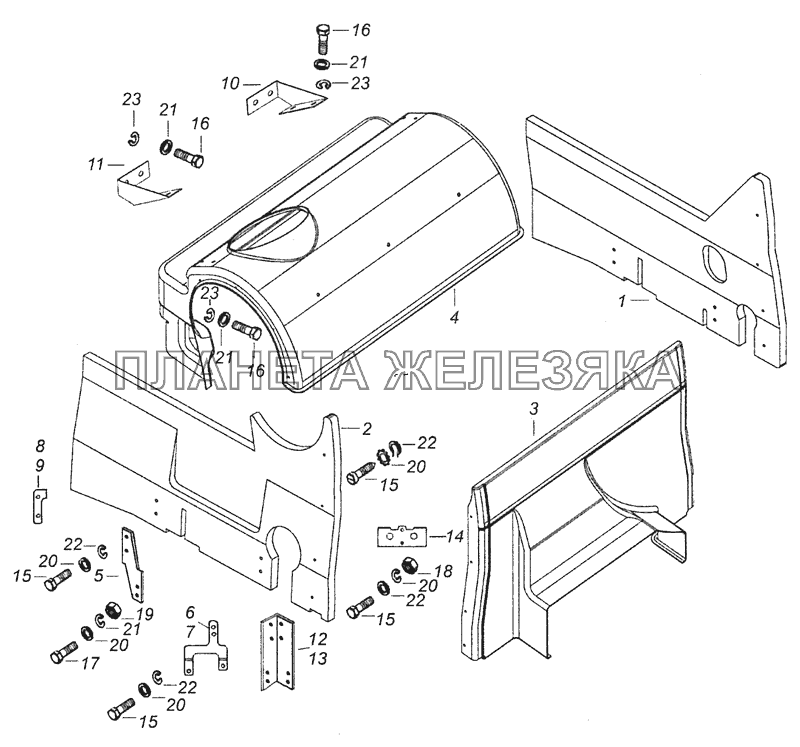 55111-5614200 Установка шумоизоляционного экрана КамАЗ-65111 (Евро 4)