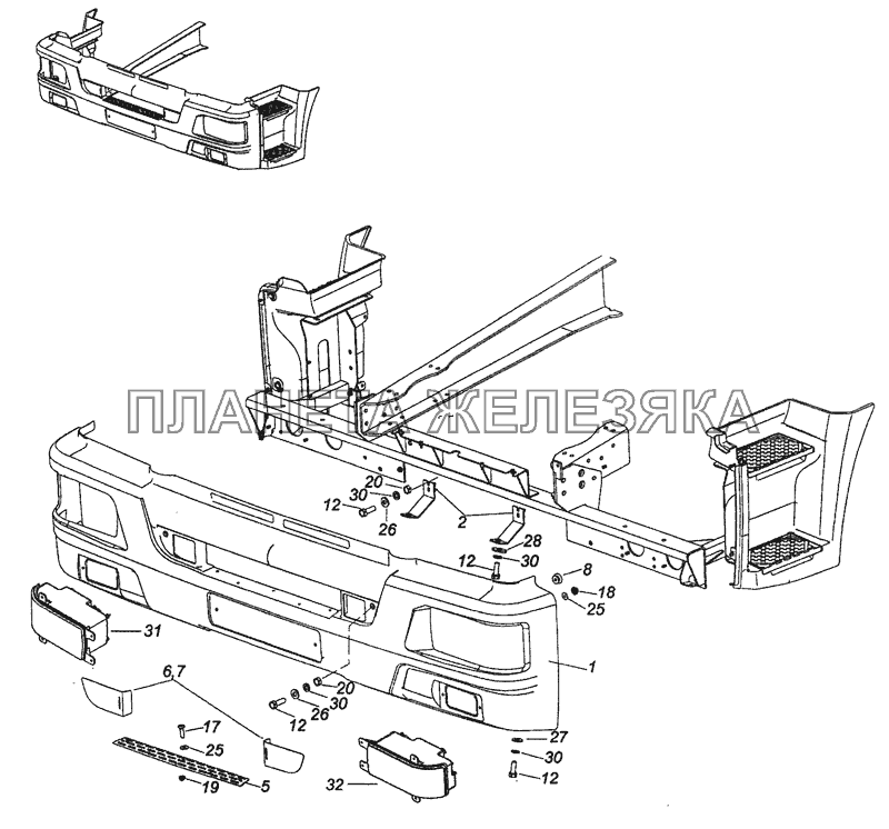 65115-8416010-50 Установка облицовки буфера КамАЗ-65111 (Евро 4)