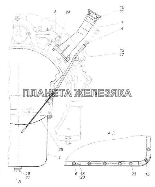 7406.1009001-01 Установка картера масляного КамАЗ-65111 (Евро 4)