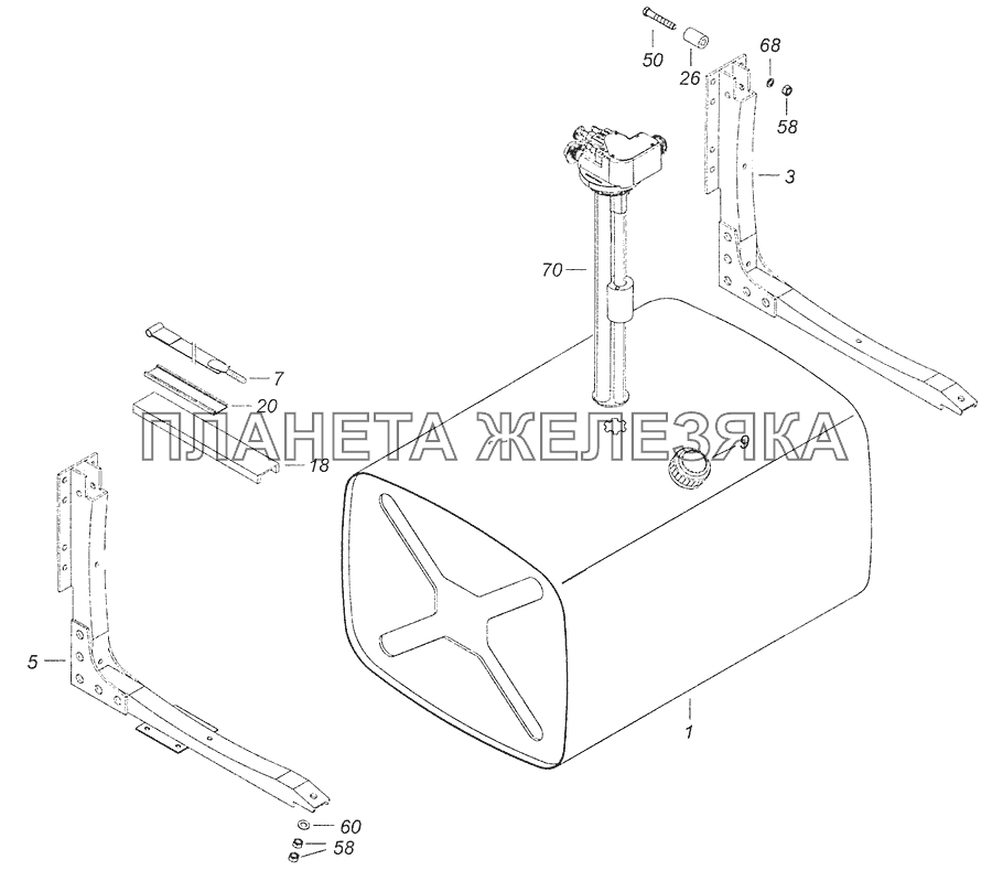 65111-1100068-10 Установка топливного бака КамАЗ-65111 (Евро 4)