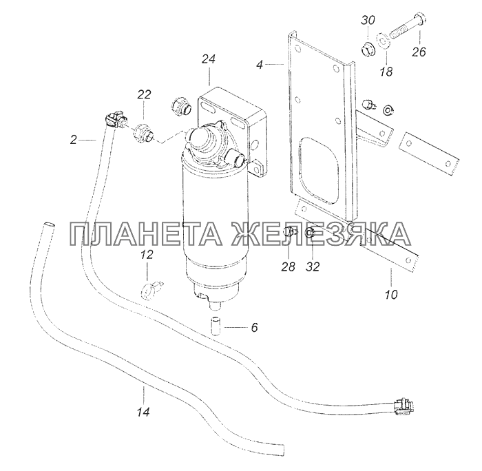 65111-1105005 Установка фильтра грубой очистки топлива КамАЗ-65111 (Евро 4)