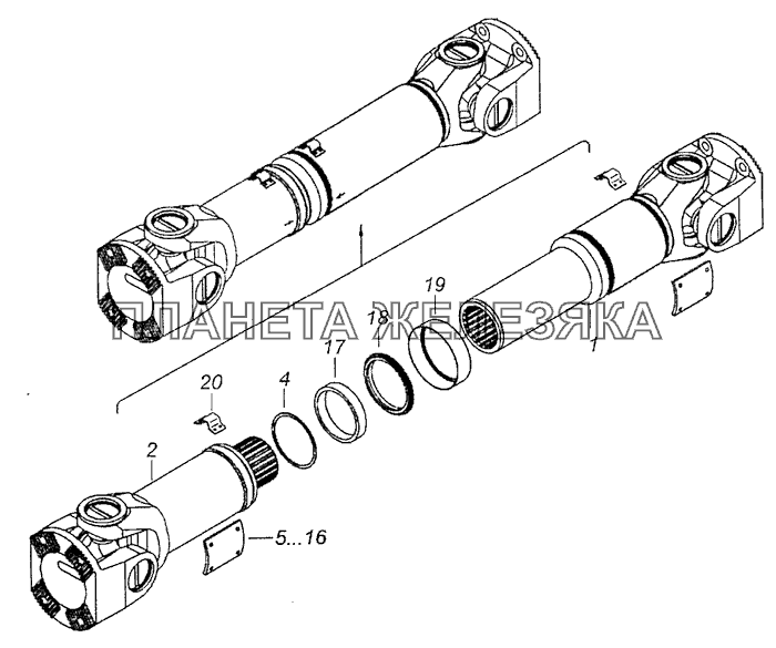 53205-2201011-10 Вал карданный заднего моста КамАЗ-65115, 65116 (Евро-4)