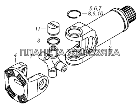 53205-2201050 Вилка скользящая с шарниром КамАЗ-65115, 65116 (Евро-4)