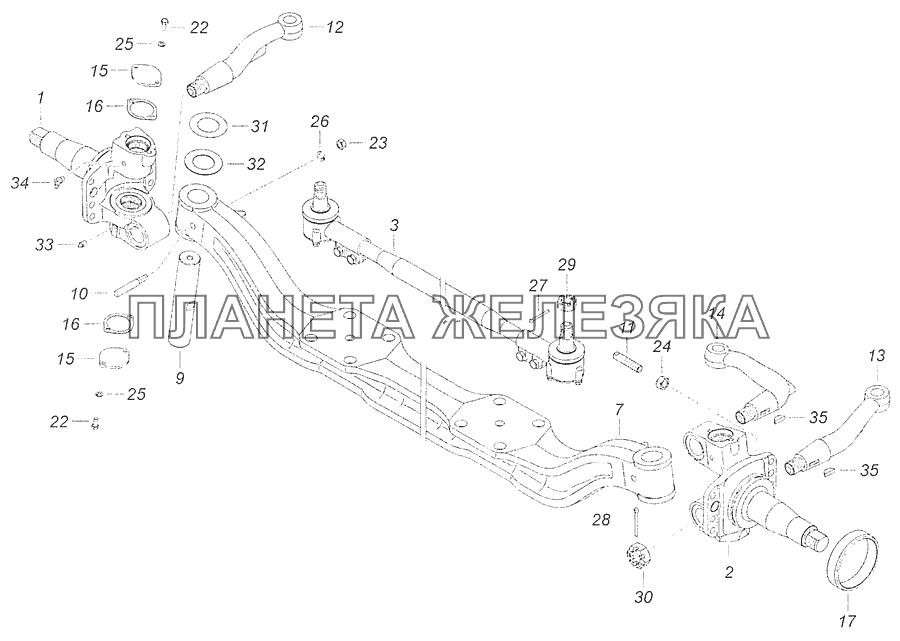 65115-3000015 Ось передняя КамАЗ-65115, 65116 (Евро-4)