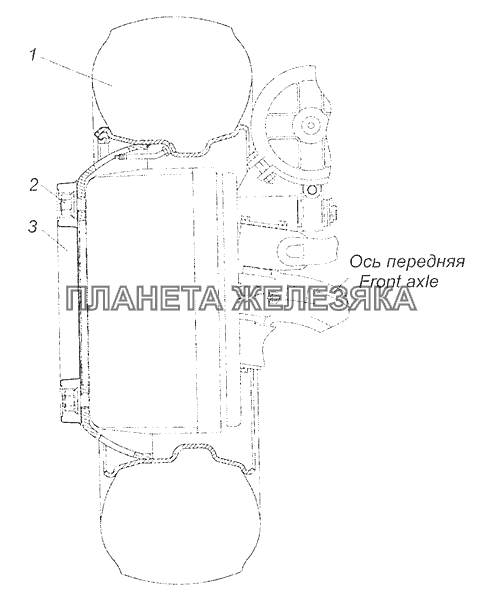 65116-3101702 Установка передних стальных колес КамАЗ-65115, 65116 (Евро-4)