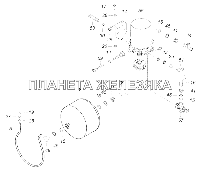 43114-3500011-17 Установка осушителя КамАЗ-65115, 65116 (Евро-4)