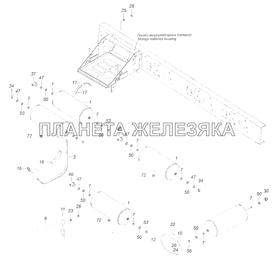 53229-3500013-37 Установка воздушных ресиверов КамАЗ-65115, 65116 (Евро-4)