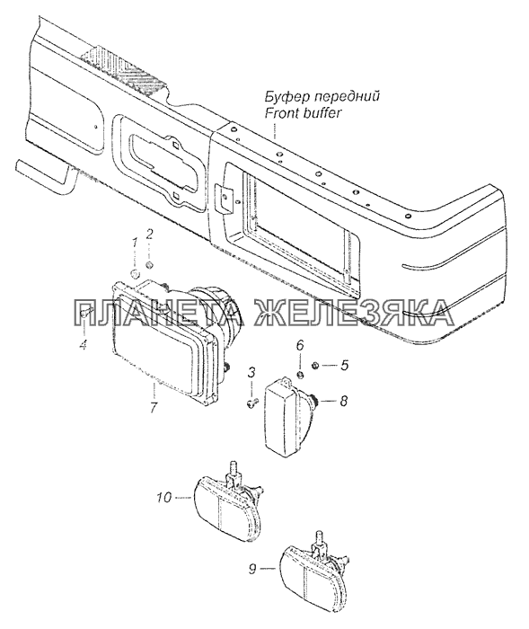 53229-3711001 Установка фар и передних указателей поворота КамАЗ-65115, 65116 (Евро-4)