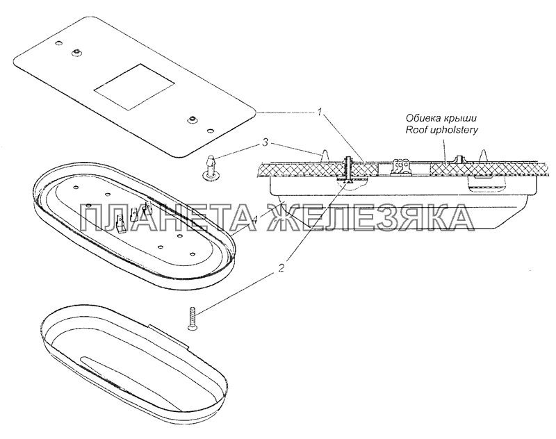 53205-3714001-10 Установка плафонов КамАЗ-65115, 65116 (Евро-4)