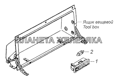 53205-3714003 Установка плафона освещения вещевого ящика КамАЗ-65115, 65116 (Евро-4)