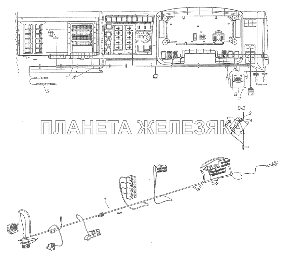 65115-4070004-23 Установка проводов на кабине КамАЗ-65115, 65116 (Евро-4)