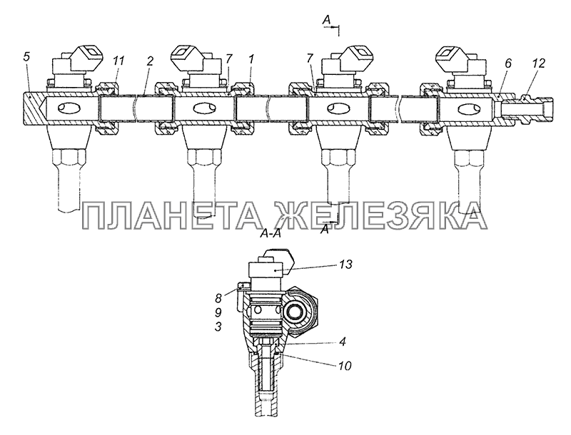 820.53-4415230 Установка газового коллектора правого КамАЗ-65115, 65116 (Евро-4)