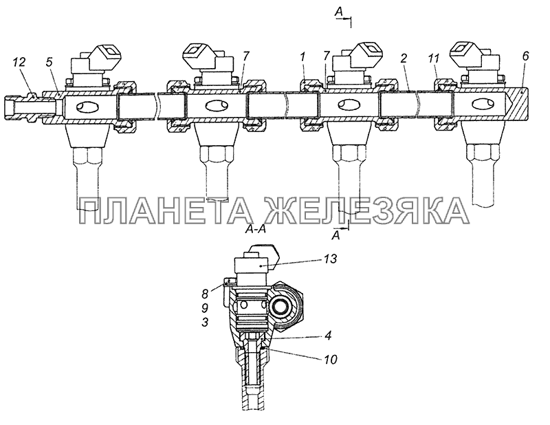 820.53-4415231 Установка газового коллектора левого КамАЗ-65115, 65116 (Евро-4)