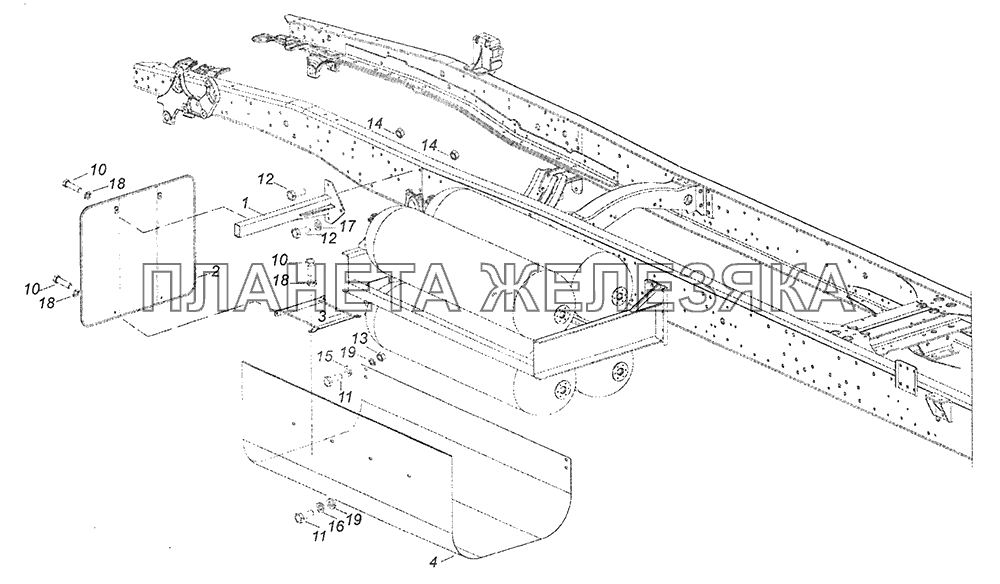 65115-4400006 Установка кожуха защитного КамАЗ-65115, 65116 (Евро-4)