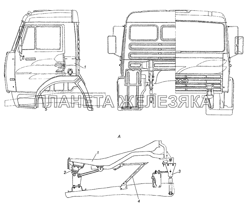 53205-5000006-30 Установка кабины с оперением КамАЗ-65115, 65116 (Евро-4)