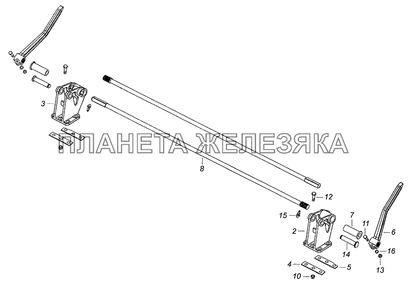 54115-5000003 Переднее крепление и механизм уравновешивания кабины КамАЗ-65115, 65116 (Евро-4)