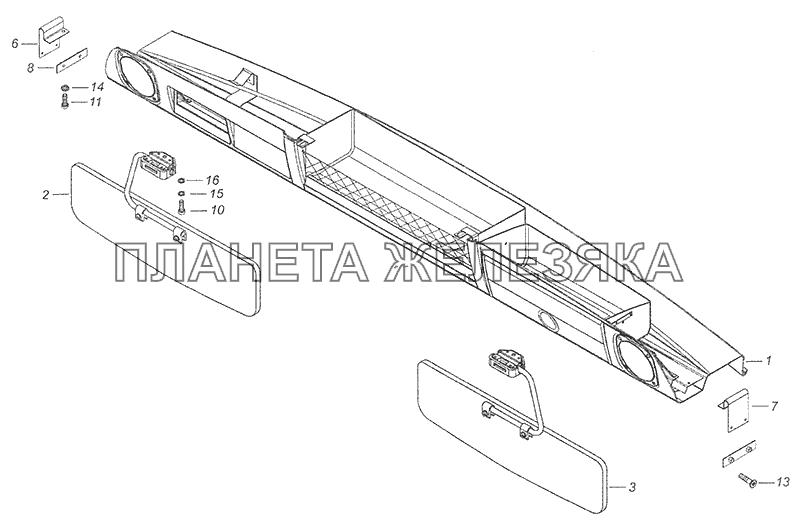 53205-8213005 Установка надоконной полки и противосолнечных козырьков КамАЗ-65115, 65116 (Евро-4)