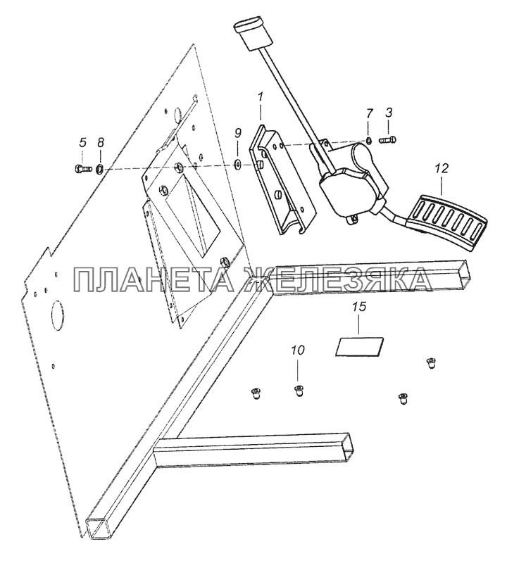 5297-1108002-20 Установка педали электронного управления подачей топлива КамАЗ-65115, 65116 (Евро-4)