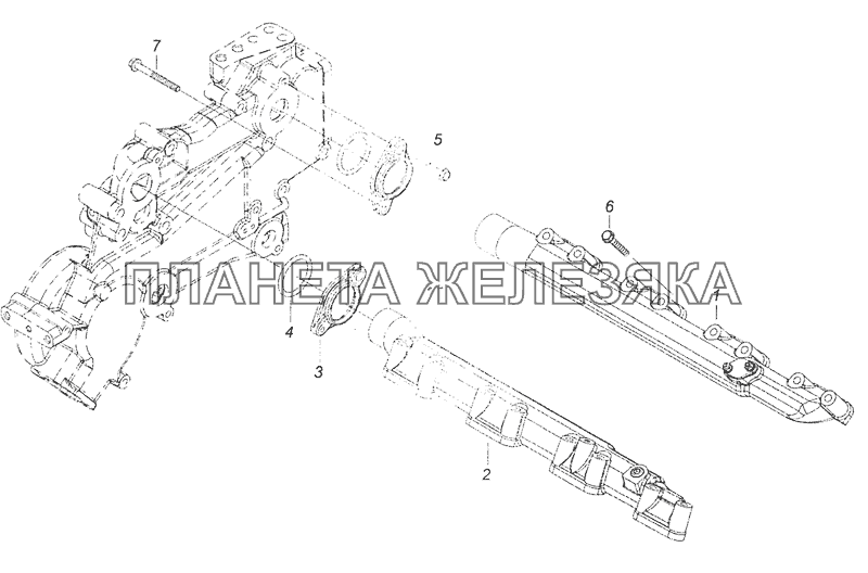 7406.1303002 Установка водяных труб КамАЗ-65115, 65116 (Евро-4)