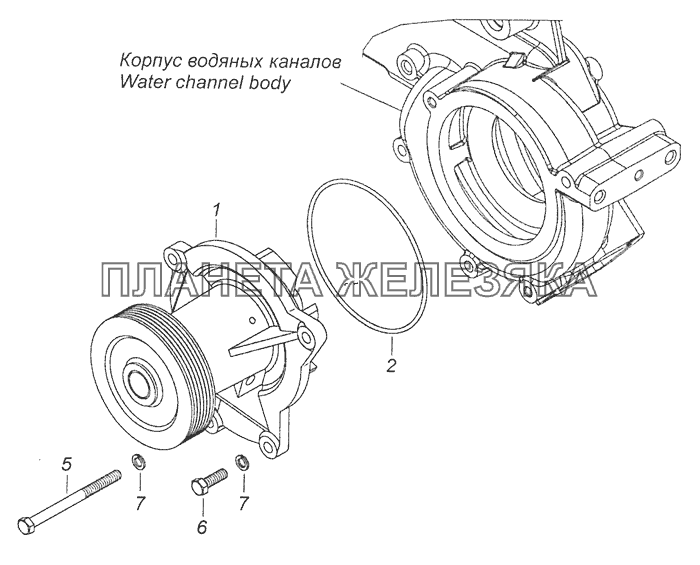 7406.1307005 Установка водяного насоса КамАЗ-65115, 65116 (Евро-4)