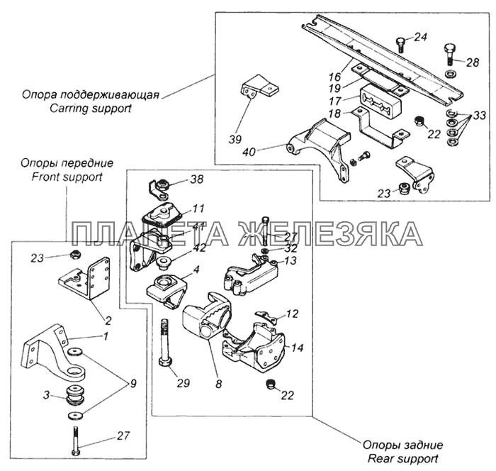 Установка силового агрегата КамАЗ-65115