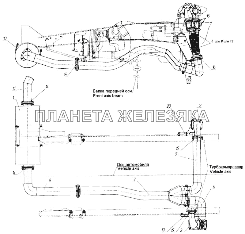 Система выпуска газа (54115) КамАЗ-65115