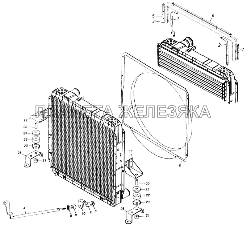 Установка радиатора и уплотнителей радиатора КамАЗ-65115