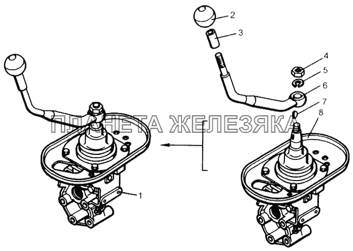 Опора с рычагом переключения передач КамАЗ-65115
