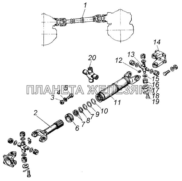 Вал карданный заднего моста КамАЗ-65115