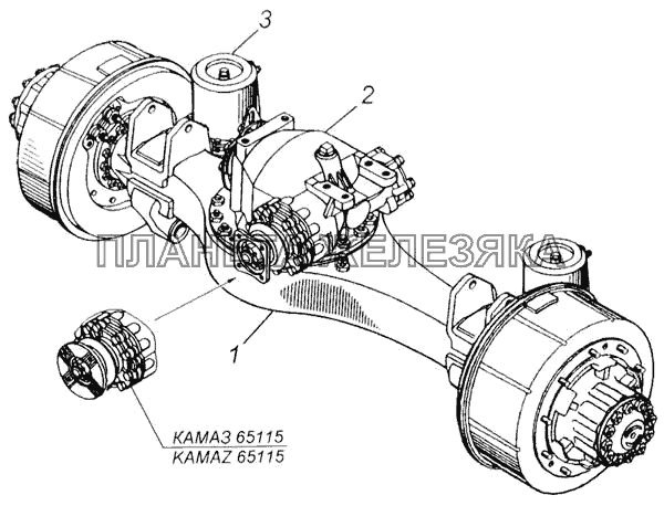 Мост задний в сборе (для автомобилей КАМАЗ до 2001 года выпуска) КамАЗ-65115