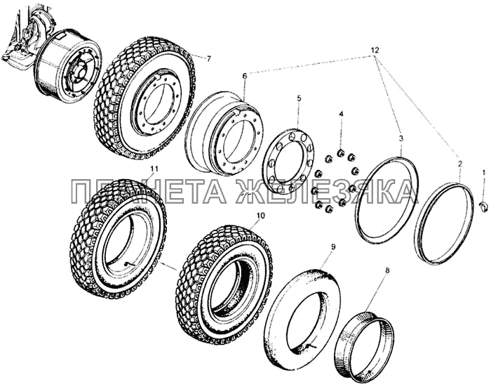 Колесо дисковое с шиной КамАЗ-65115
