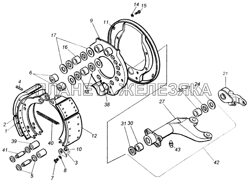 Тормоза рабочие задние КамАЗ-65115