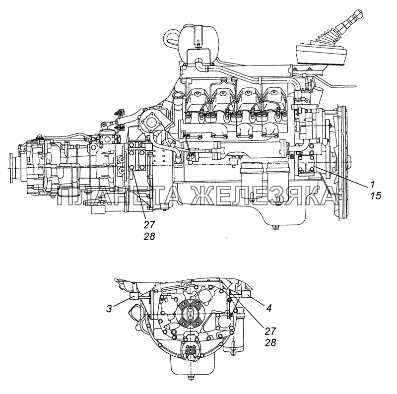 65116-1001000 Установка кронштейнов силового агрегата КамАЗ-65115 (Евро-3)