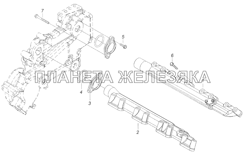 7406.1303002 Установка водяных труб КамАЗ-65115 (Евро-3)