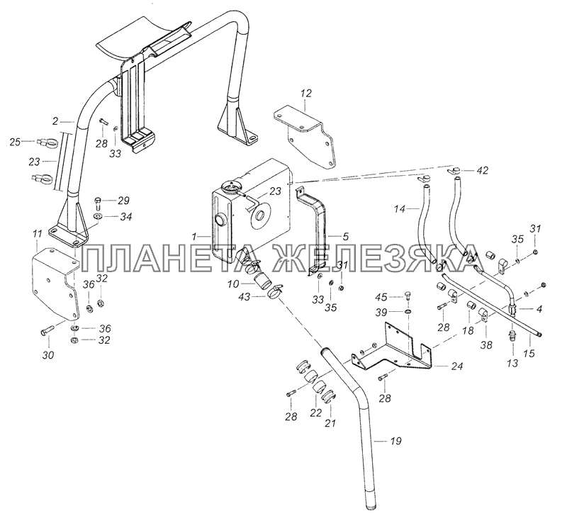 65115-1311005-60 Установка бачка расширительного КамАЗ-65115 (Евро-3)