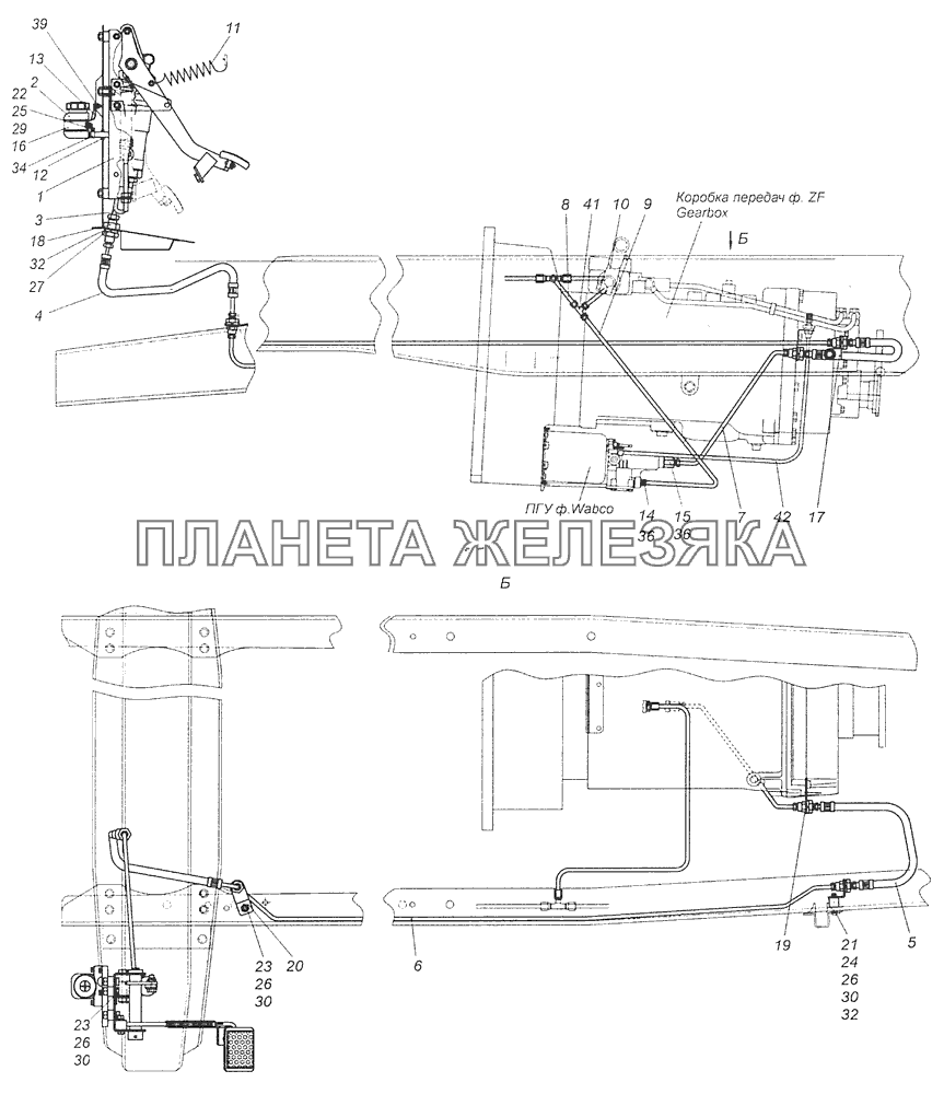 65115-1600006-19 Установка педали и привода выключения сцепления КамАЗ-65115 (Евро-3)