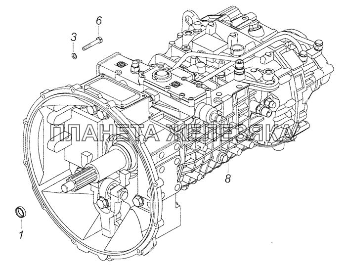 65115-1700005 Установка коробки передач на двигатель КамАЗ-65115 (Евро-3)