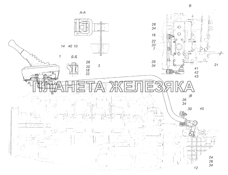 65115-1703005-30 Установка привода управления механизмом переключения передач КамАЗ-65115 (Евро-3)