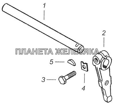 15.1771110 Валик вилки мезанизма переключения с рычагом КамАЗ-65115 (Евро-3)