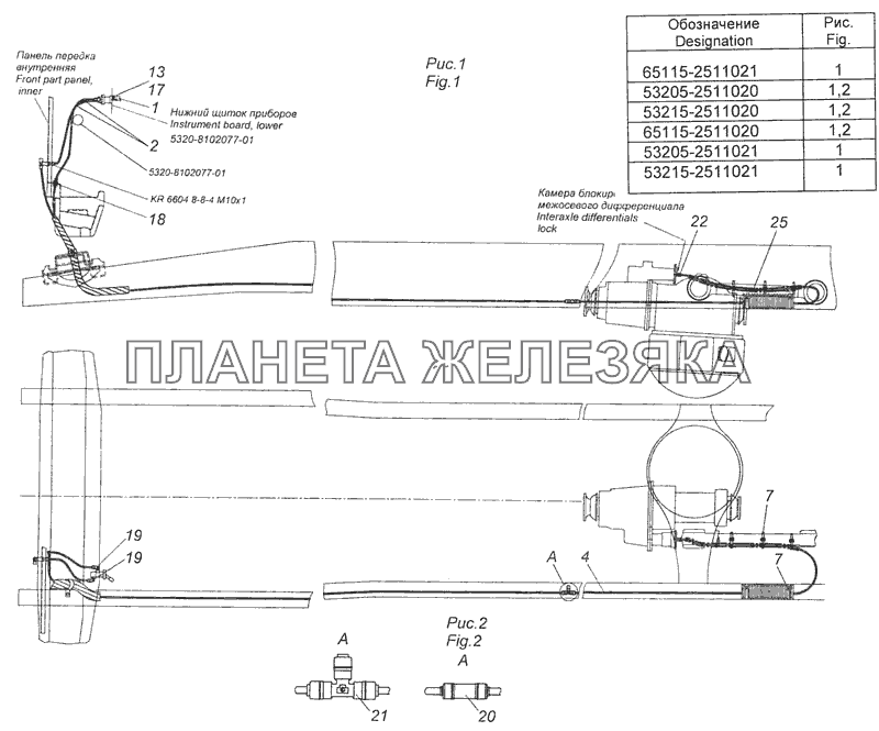 65115-2511021 Привод блокировки межколесного дифференциала КамАЗ-65115 (Евро-3)