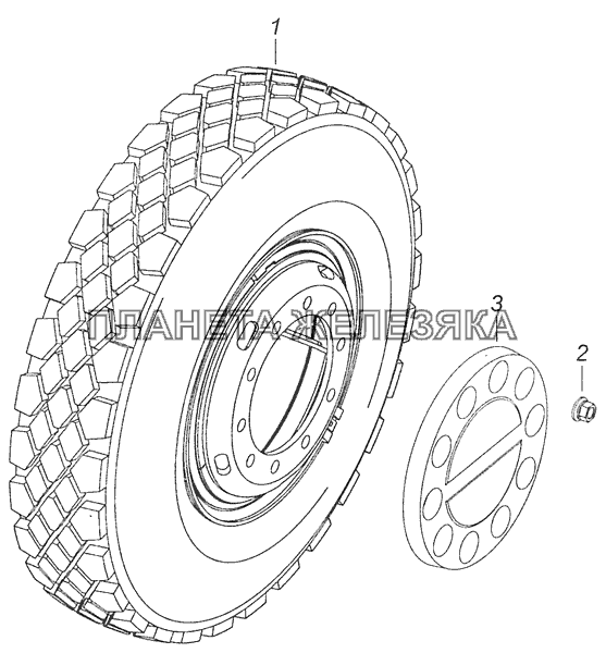 65115-3101002-50 Установка передних дисковых колес КамАЗ-65115 (Евро-3)