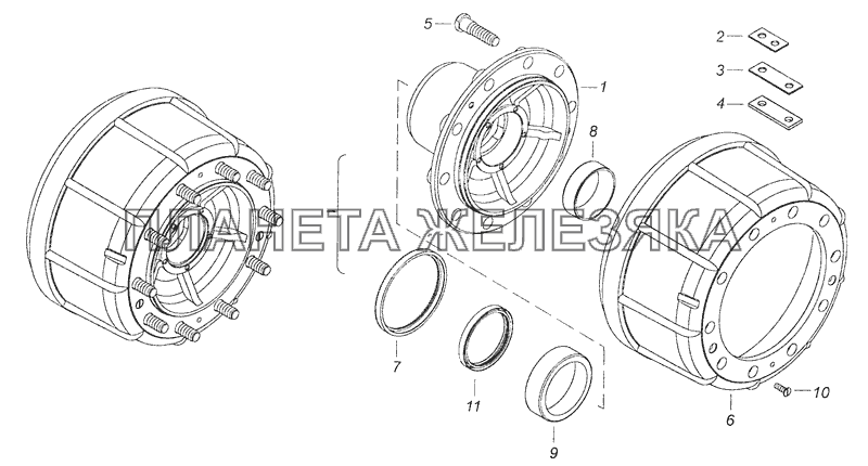 65115-3103010 Ступица переднего колеса с барабаном тормоза КамАЗ-65115 (Евро-3)