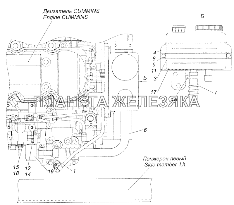 65115-3400019-19 Установка насоса ГУР и бачка насоса ГУР КамАЗ-65115 (Евро-3)