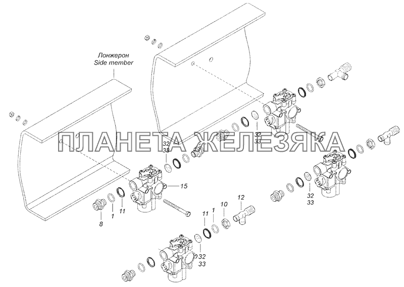 53205-3500042-41 Установка модуляторов АБС КамАЗ-65115 (Евро-3)